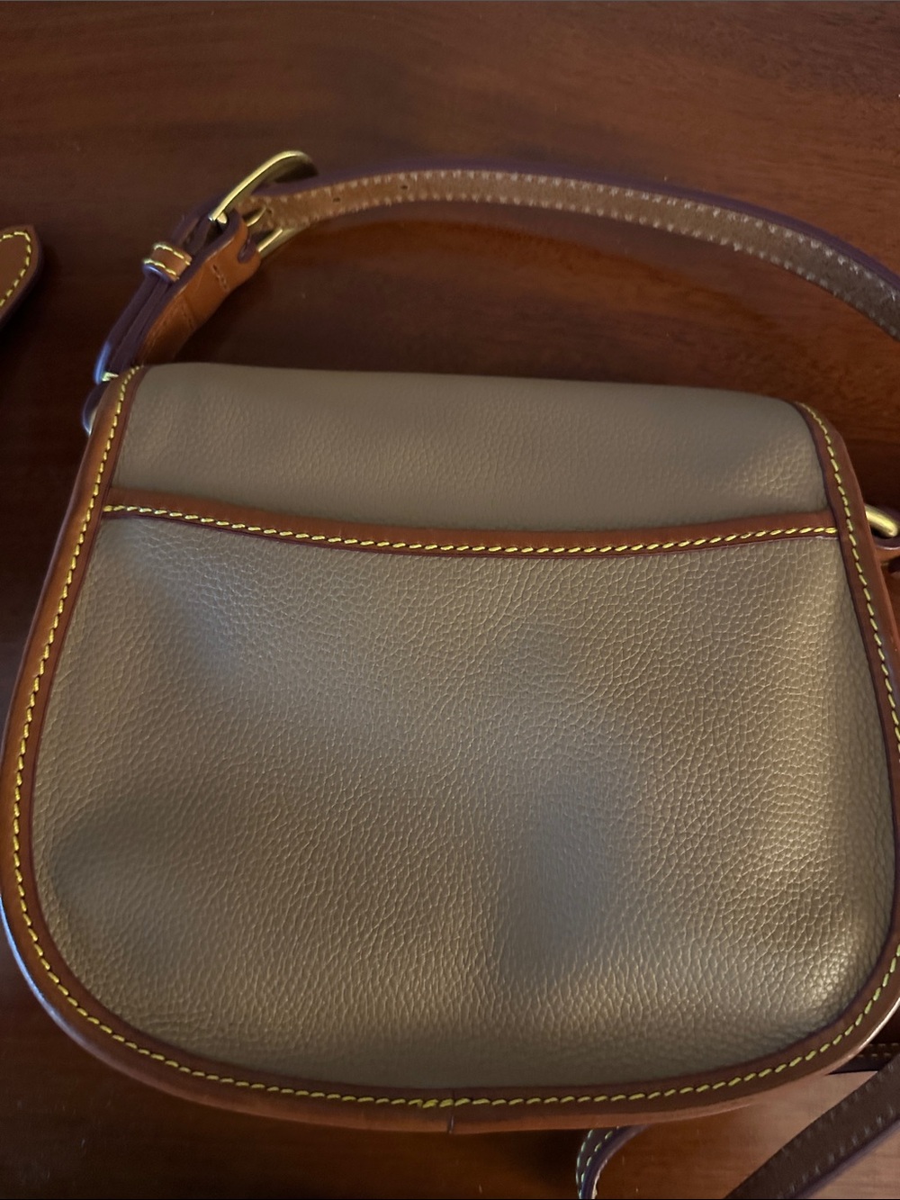Dooney & Bourke Beige and Tan Pebbled Leather Crossbody Bag - Picture 4 of 10